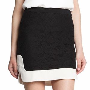 Mango High Waist Lace Black Mini Skirt